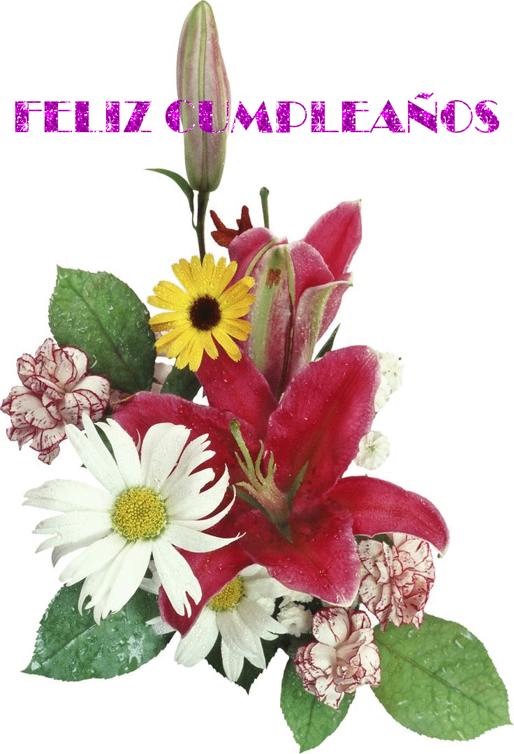 Cumple Anos Flores Banner Gif