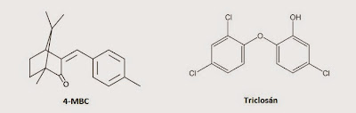 triclosan 4-Methylbenzylidene camphor alcanfor 4-metilbenciliden 4-MBC enxzimatic disruptors