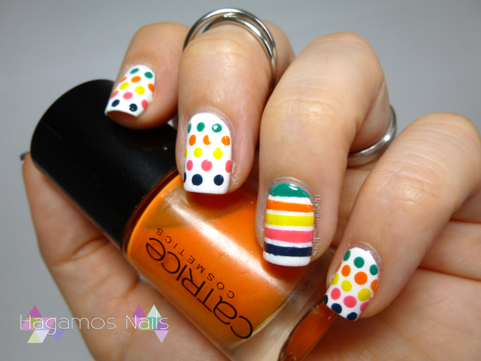 Nail Art Lunares y líneas de colores. Reto #DIASDEVERANO. Hagamos Nails