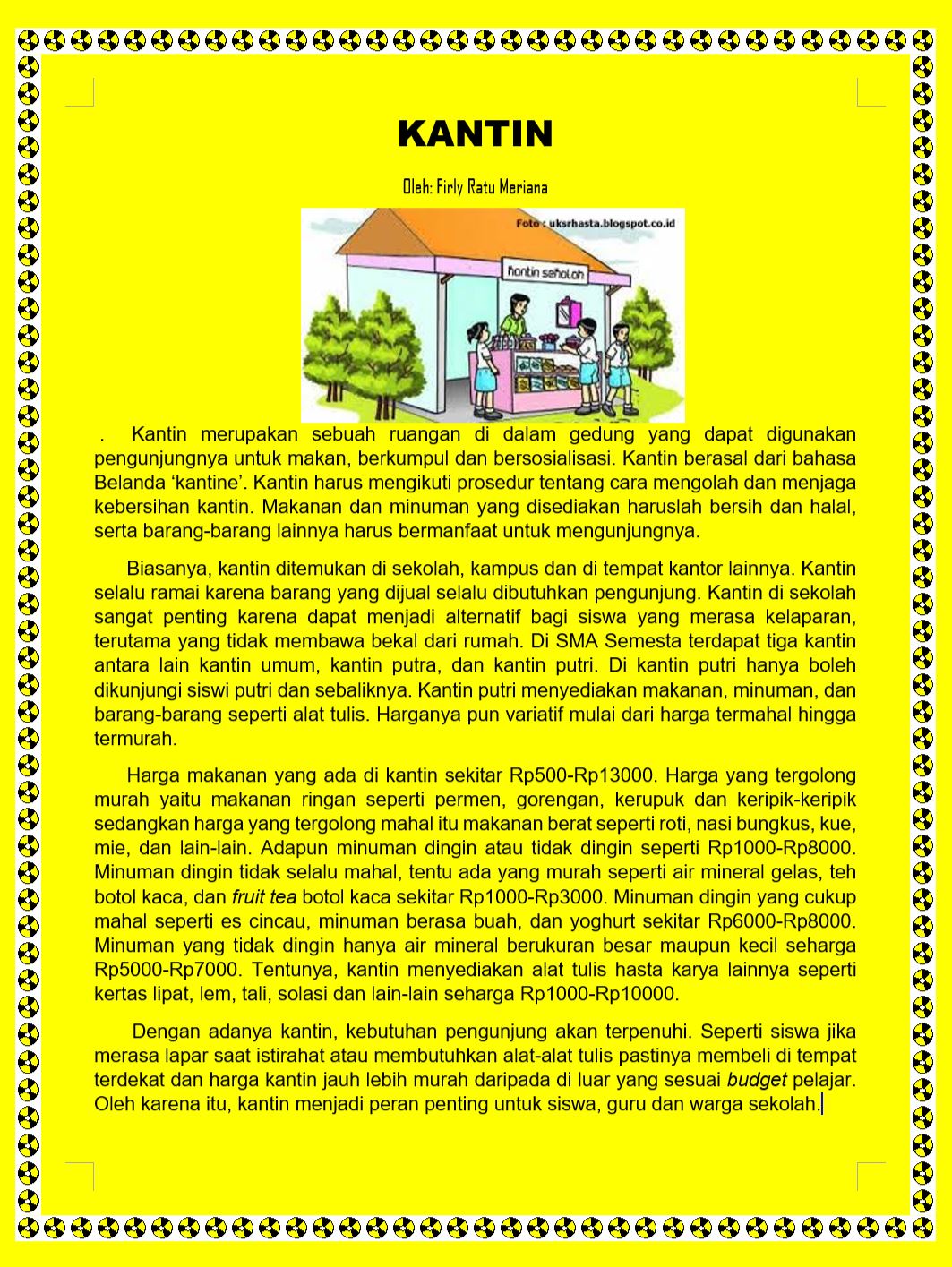 Teks Laporan Hasil Observasi Kantin Sekolah Terbaru