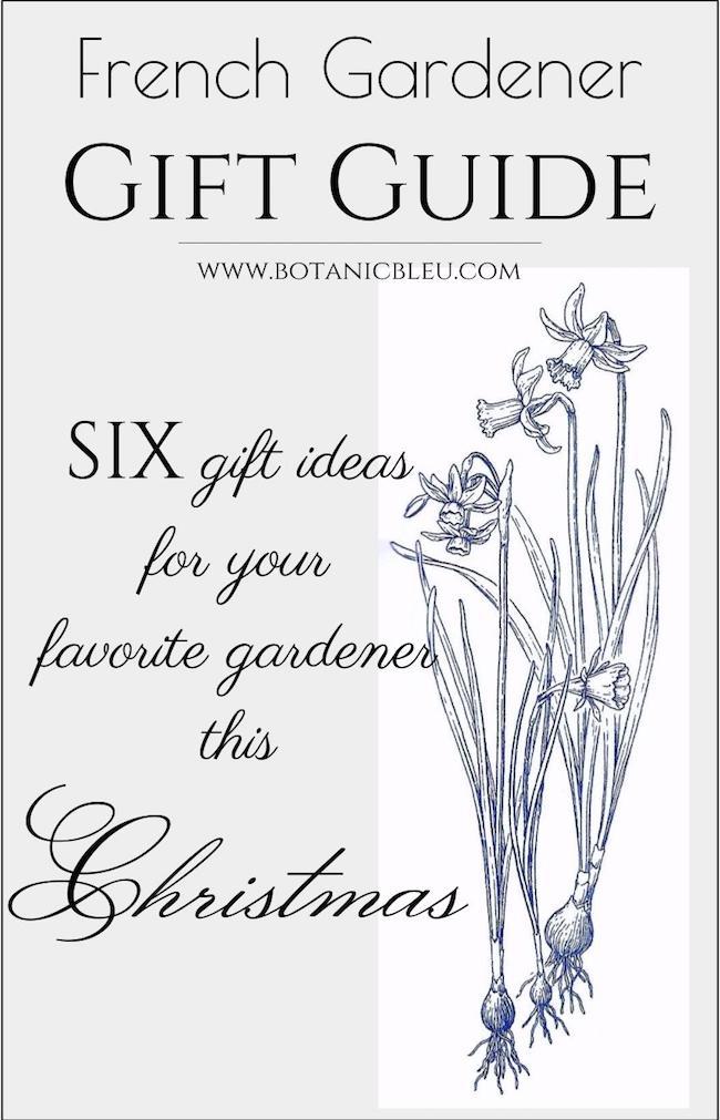 French gardener gift guide title with daffodils