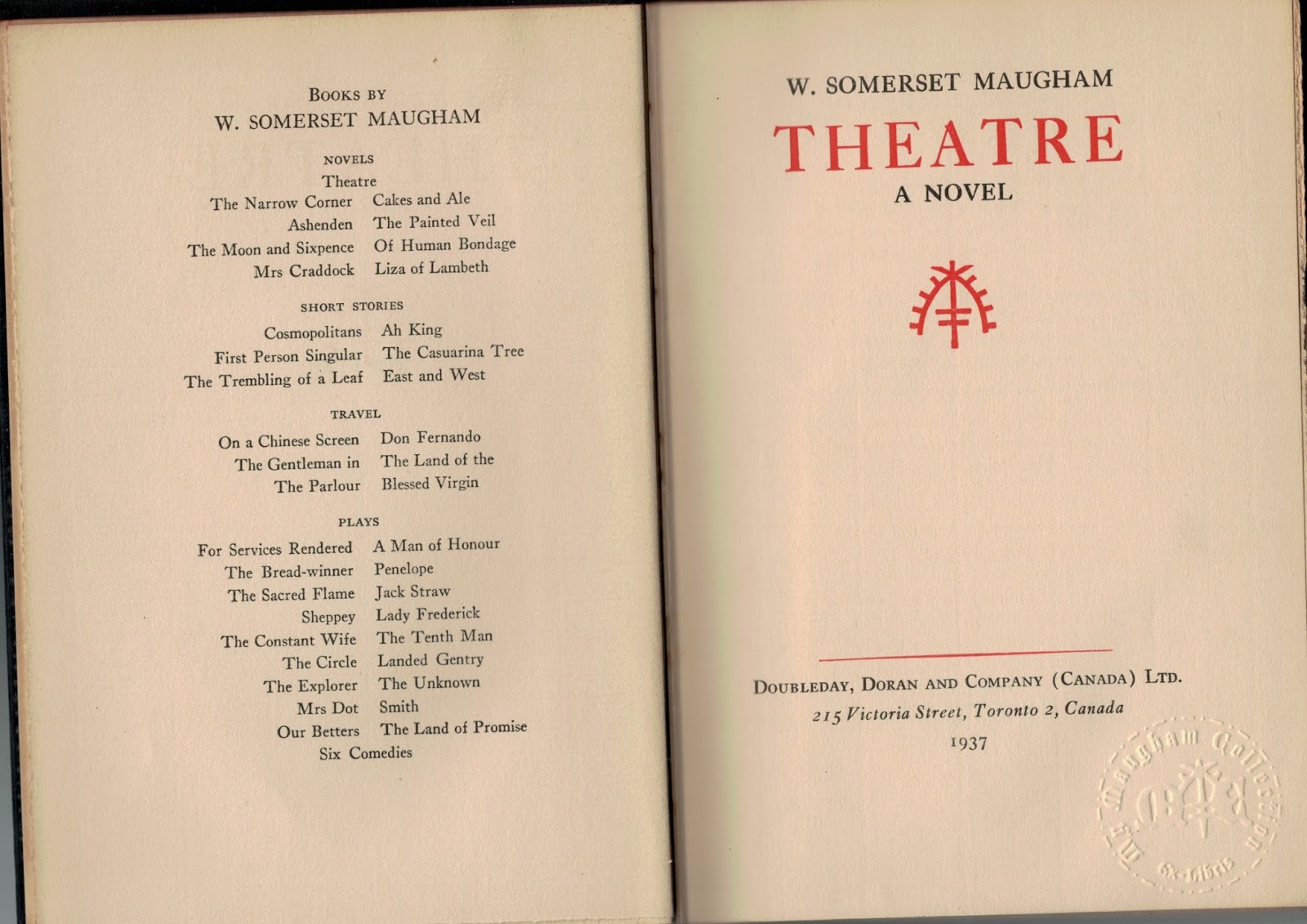 title page of Theatre 1937 Doubleday, Doran & Co.