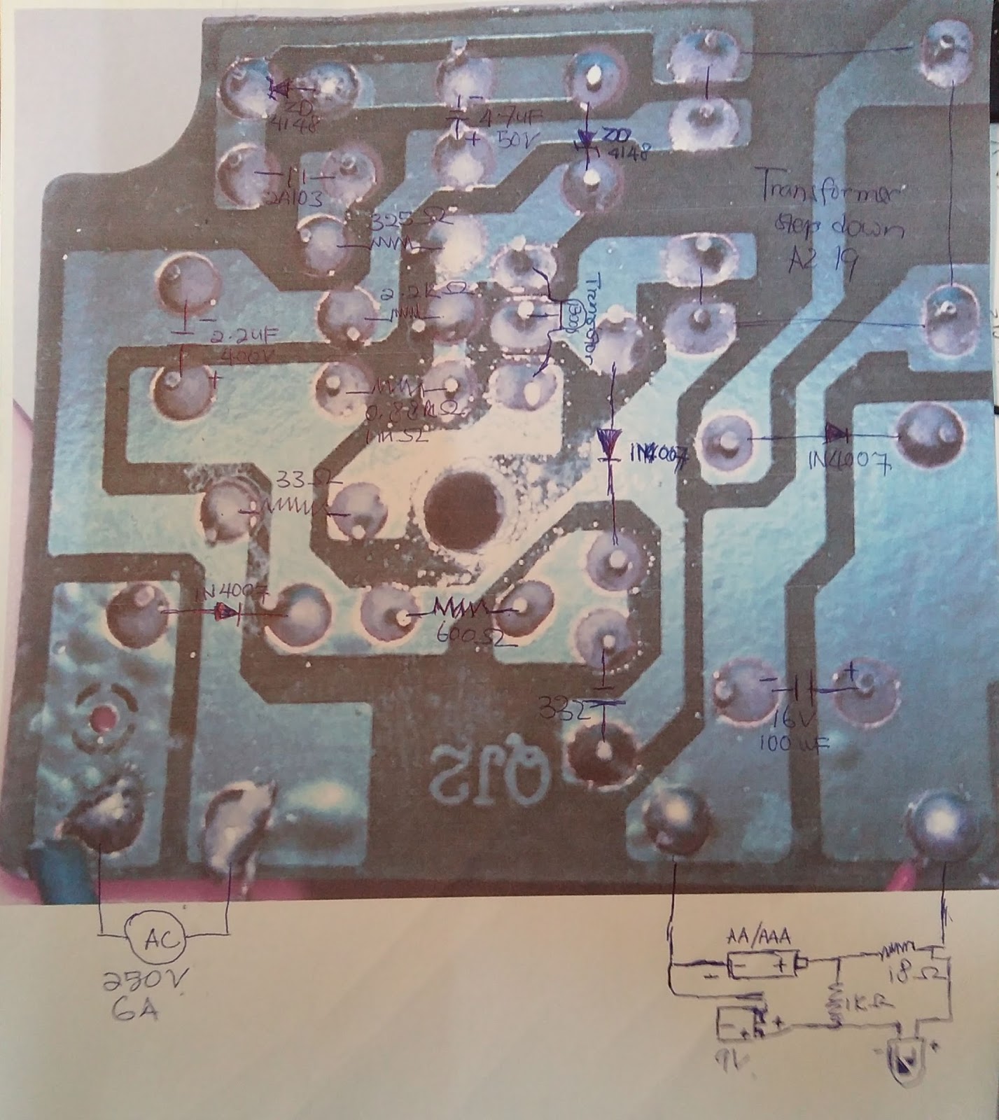 HomeMade DIY HowTo Make: AA, AAA, and 9 Volt battery charger PCB