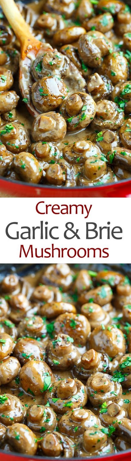 Healthy Creamy Garlic and Brie Mushrooms