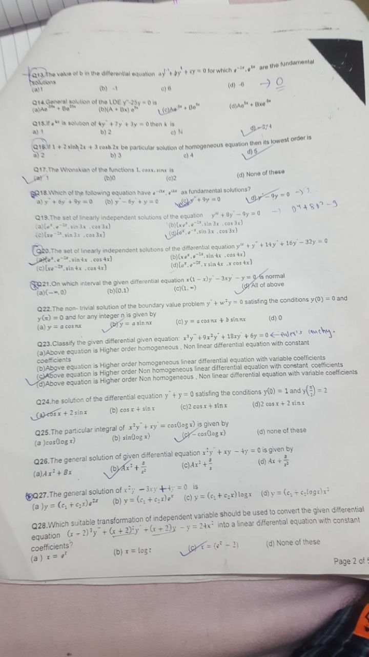 MTH166 Differential Equations And Vector Calculus End Term Question