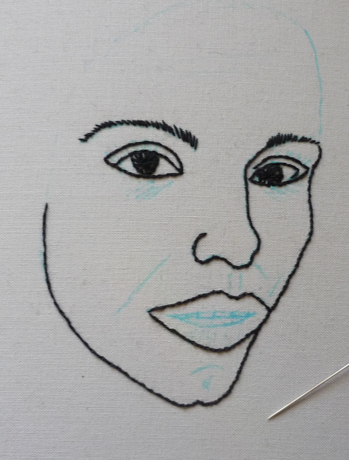 cocoaeyesthestitcher: First attempt for thread sketches, self portrait