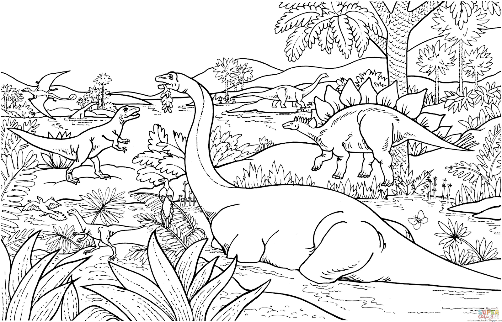 Раскраски Динозавры Для Детей 6 7 Лет