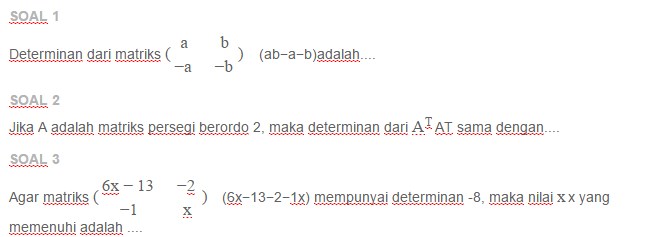 Contoh Soal Determinan Matriks Ordo 2 X 2 Asep Respati