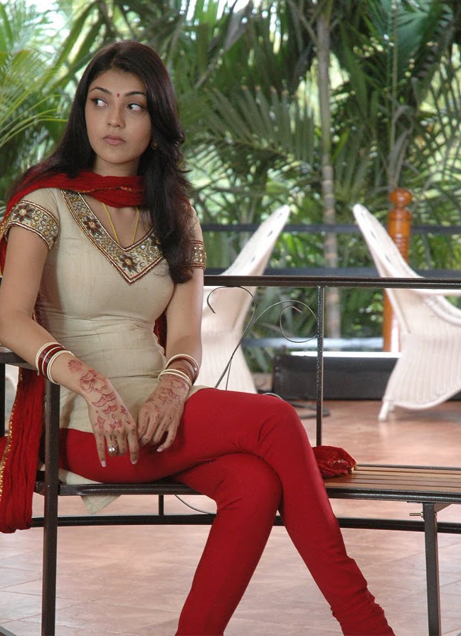 Indian Actress Kajal Agarwal Sad Looking Face Stills In Red Dress