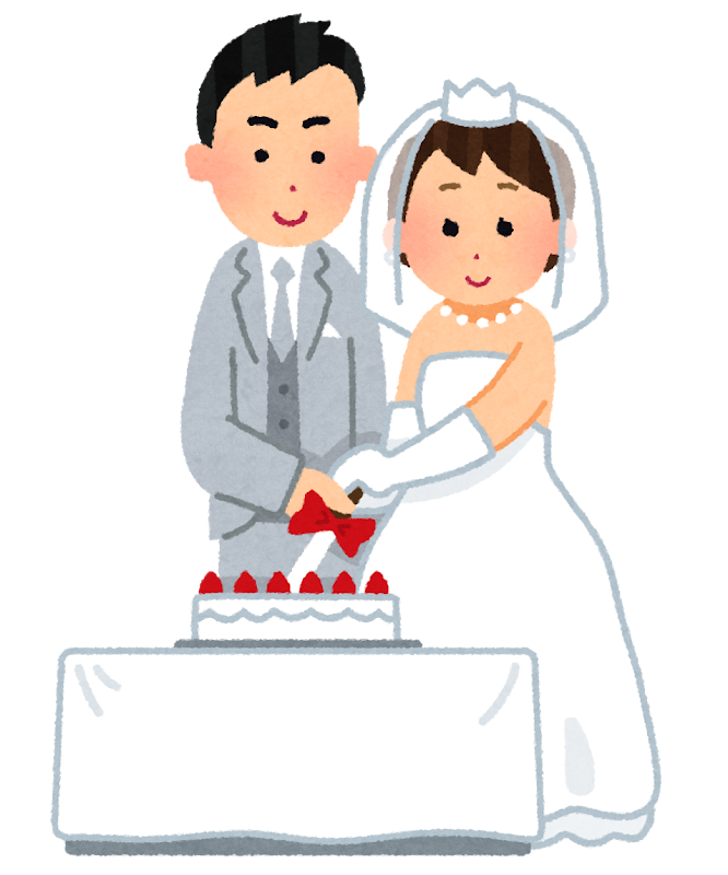 無料イラスト かわいいフリー素材集 結婚式のケーキ入刀のイラスト