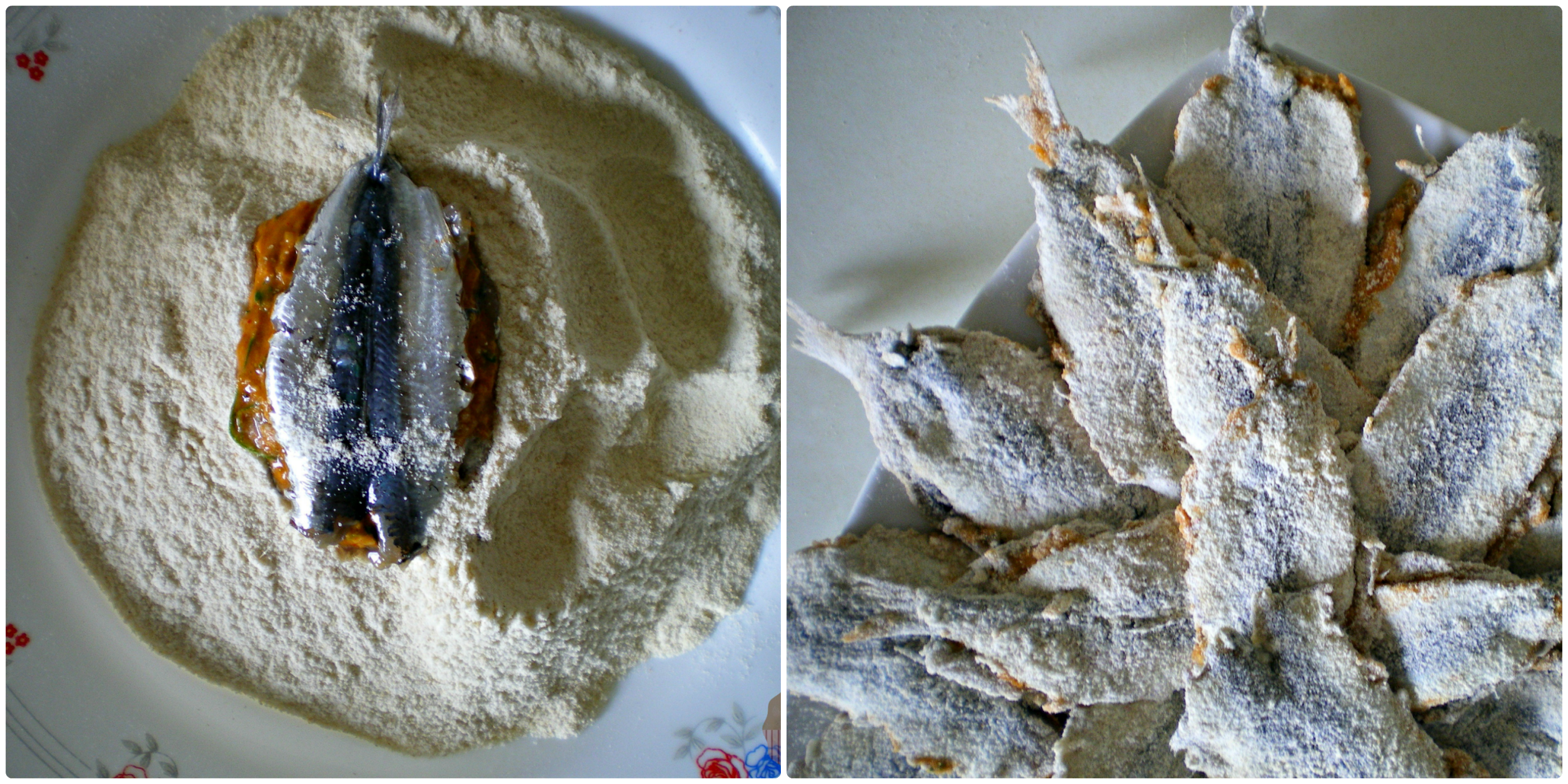 Sardinas o boquerones en Charmoula: Rebozado en harina