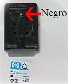 Etiqueta de cartuchos HP 92 Negro.
