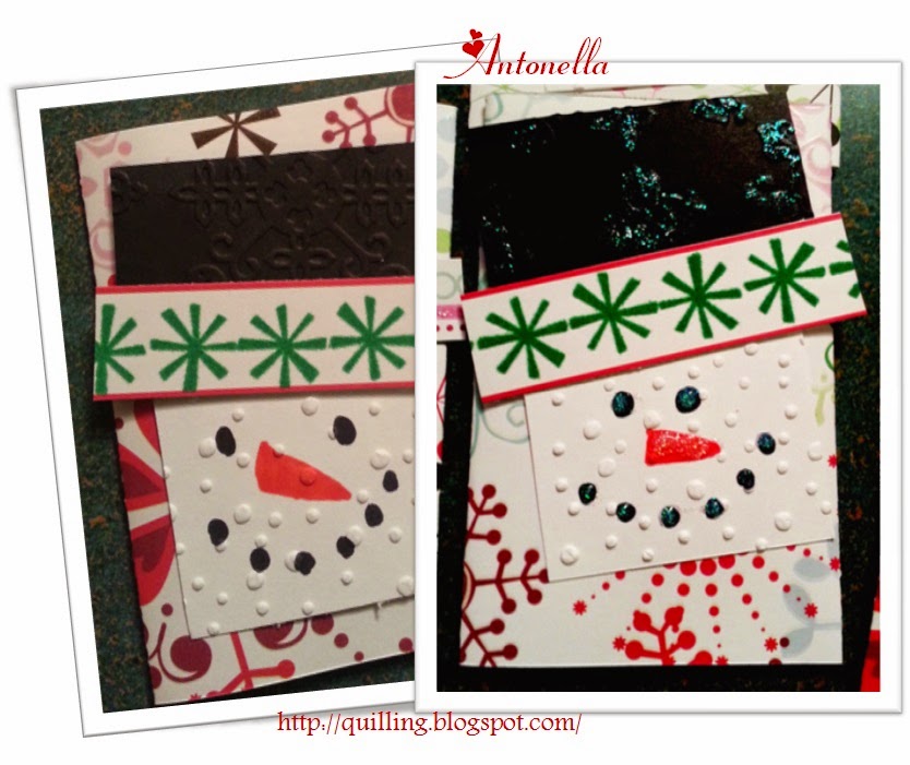 Super cute and easy to make Snowman gift card tutorial from Antonella at www.quilling.blogspot.com