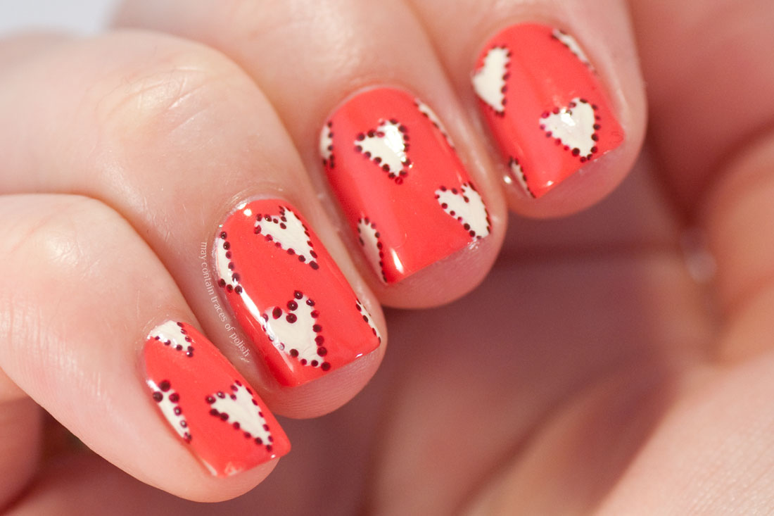 dotted heart nail art