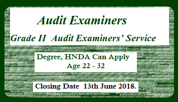 Recruitment of Audit Examiners to Grade II of the Audit Examiners’ Service – 2018