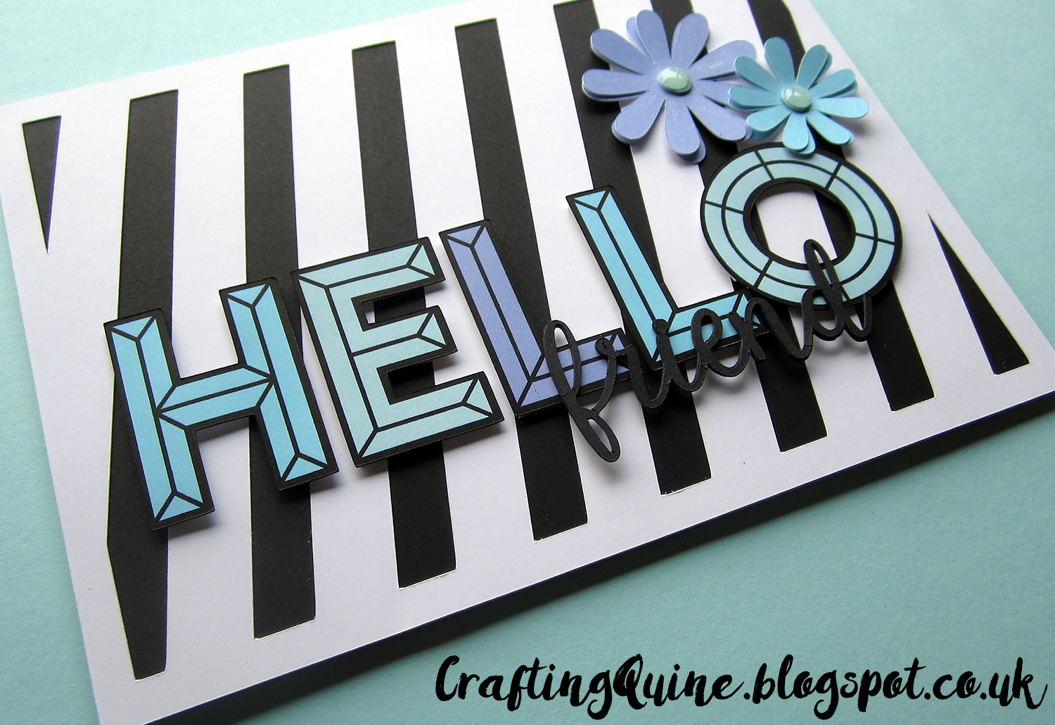 Crafting Quine Hello Card using the FREE Design of the Week