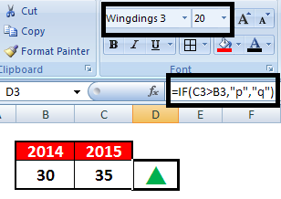 Interactive Up Down Arrow Style in Excel