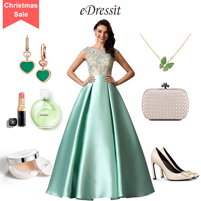 Sleeveless Green Embroidery Ball Gown Formal Dress 