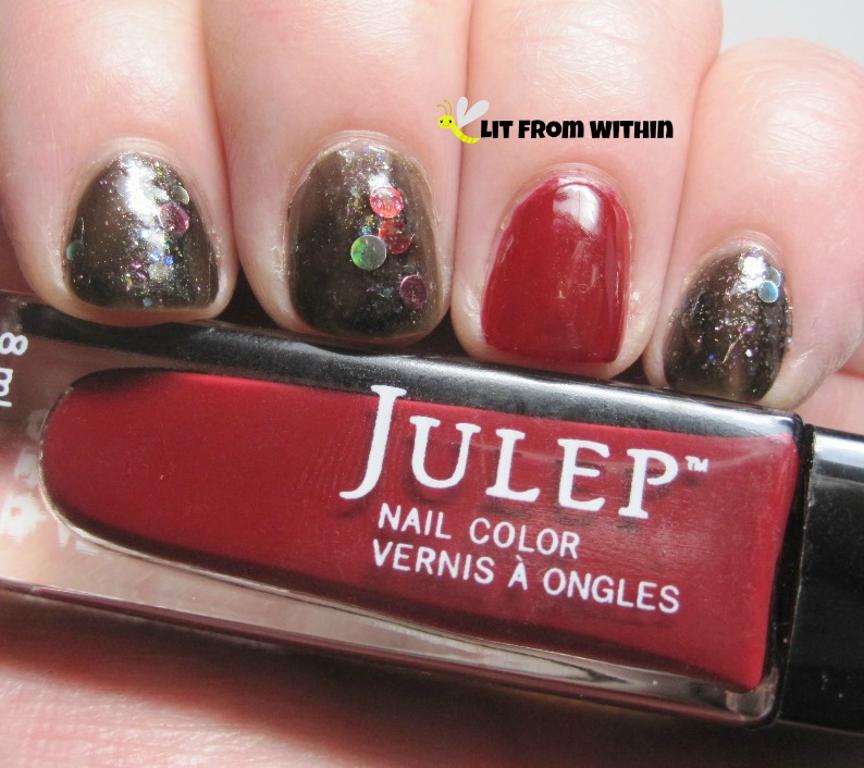 gorgeous black jelly with holo rainbow circle glitters is Jindie Nails Midnight Rainbow