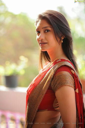 Actress Tanvi Vyas Hot Saree Side View Navel Photos -4957