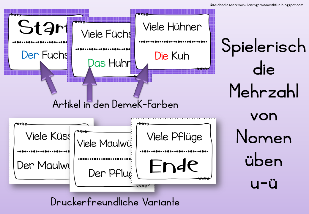 Lesespiel Mehrzahl- aus U wird Ü - Learn German With Fun