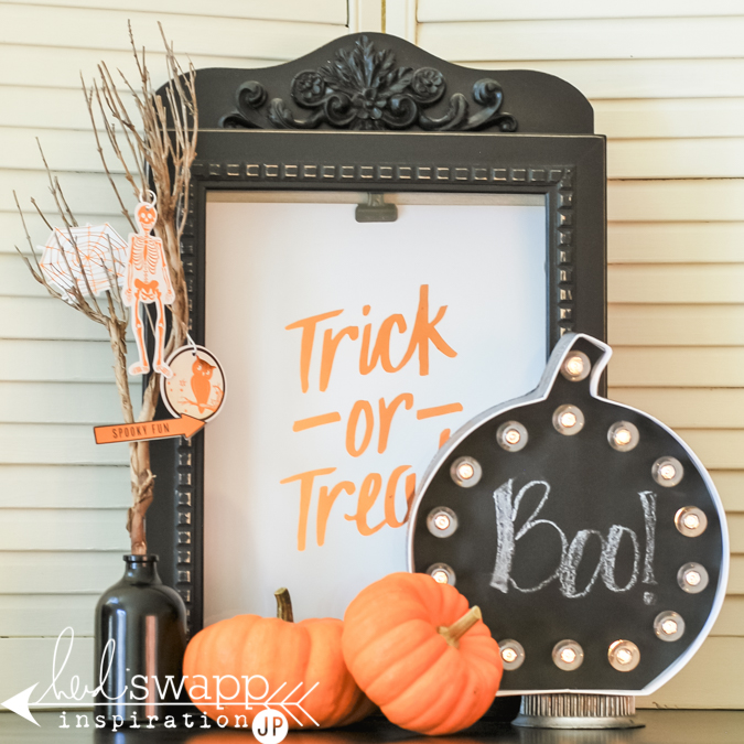 Say Boo Halloween Marquee  |  Best way to say boo! this Halloween…insert chalk paper from @michaelsstores into Heidi Swapp Marquee Love Pumpkin and light the celebration. @jamiepate for @heidiswapp