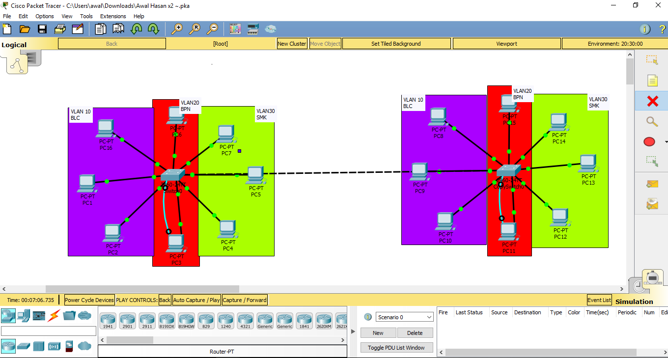 Konfigurasi Switch Mode Trunk pada Cisco Paket Tracer