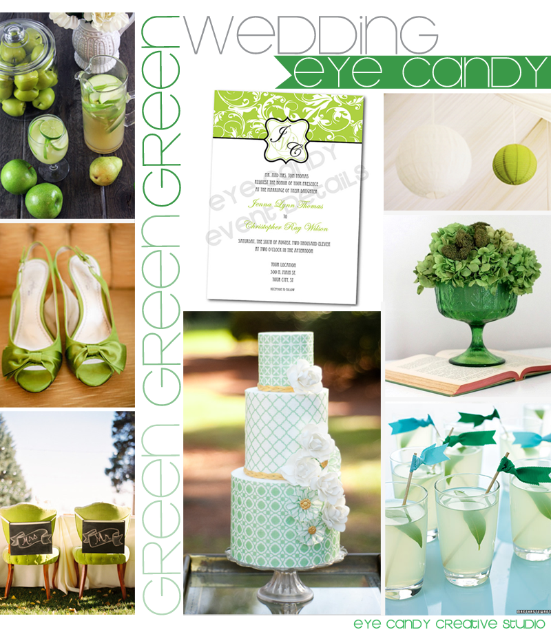 green damask invite, green wedding shoes, green chairs, green drink flags, green wedding inspiratiob
