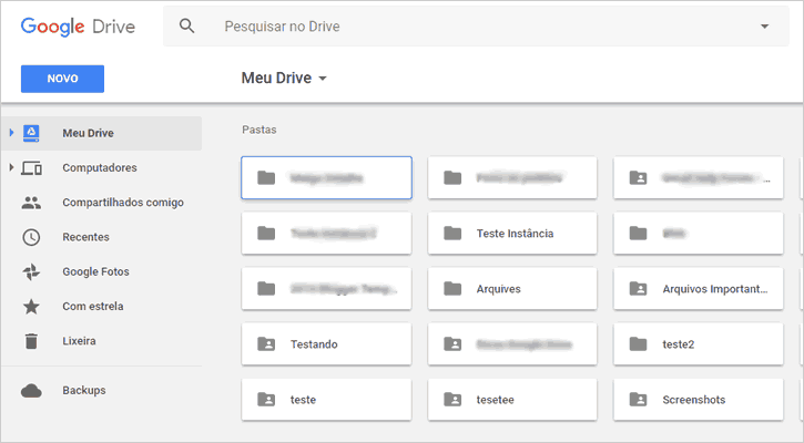 Google Drive web sem o acesso rápido