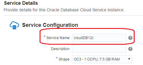 Oracle Database Cloud Service name