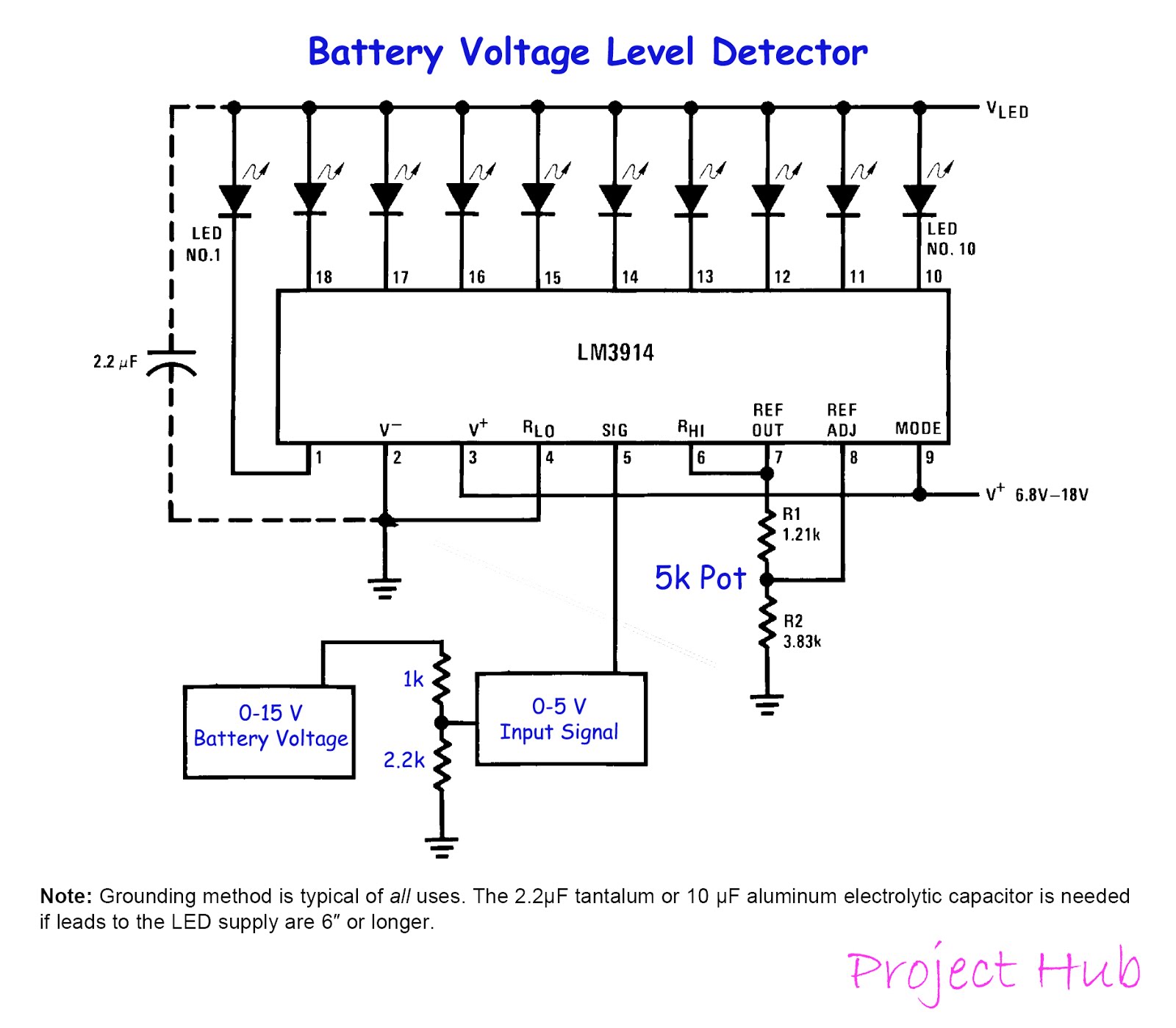 Project Hub Battery Voltage Level Detector