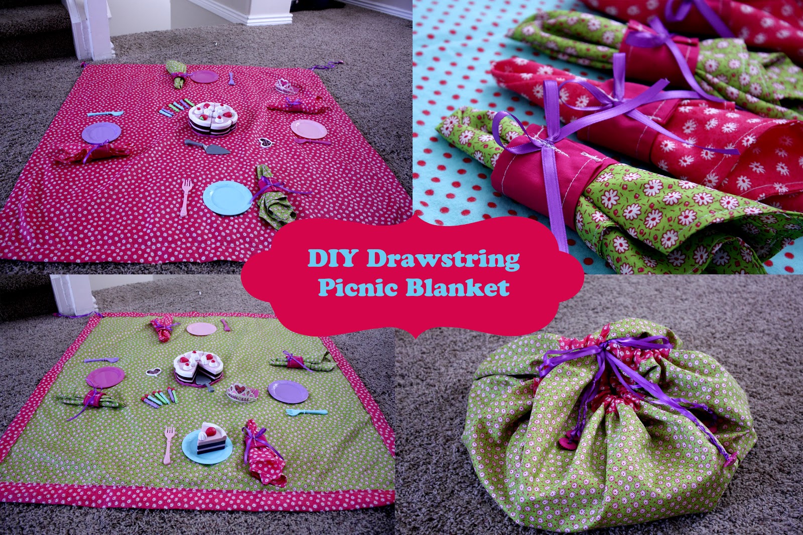Fisher's Mommy DIY Drawstring Picnic Blanket