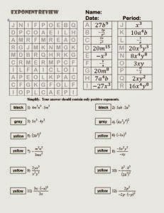Exponent Worksheets - Math Crossword Puzzle Lesson