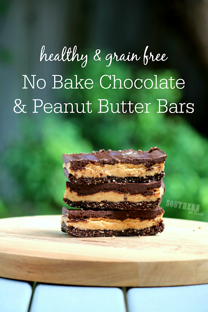 Healthy No Bake Chocolate and Peanut Butter Bars Recipe – healthy, grain free, raw, gluten free, vegan, refined sugar free, clean eating recipe, homemade candy bars