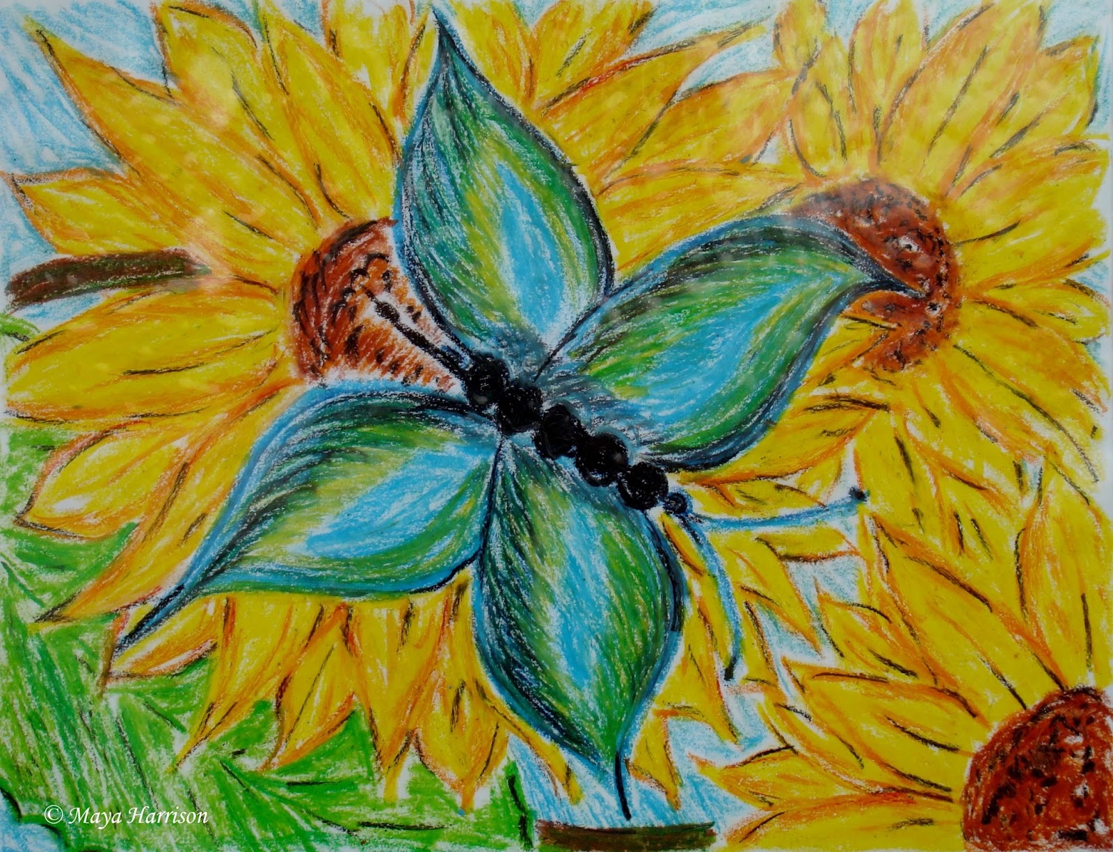 Pretty Nails and Tea Sunflowers and Butterfly Sunday Sketch