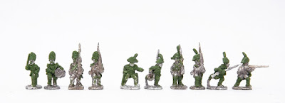 Grenadiers - Officer / drummer / 2 x march attack.  Schutzen - Officer / hornist / 2 x march attack / 2 x firing line: