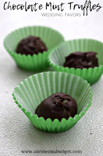 Chocolate and mint are a great combination. Try these Chocolate Mint Truffles wedding favors for your wedding (or your next party). Get the recipe at www.abrideonabudget.com.