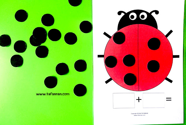 الدعسوقة الكربوجة لتمارين العدّ والجمع لأطفال الروضة ladybug for counting and addition TAFANNAN