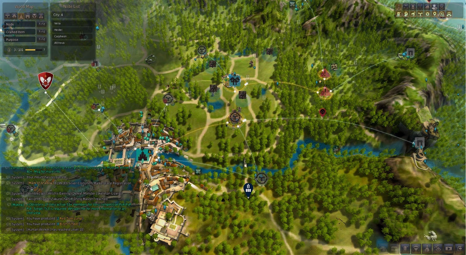 Black Desert Online Tips Connect Nodes to Farm Birch and Tin Near Calpheon