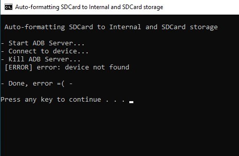 error device not found auto formatting sdcard to internal