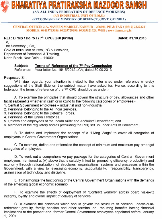7th CPC Terms of reference as proposed by BPMS