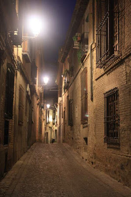 Street of Toledo lit at night