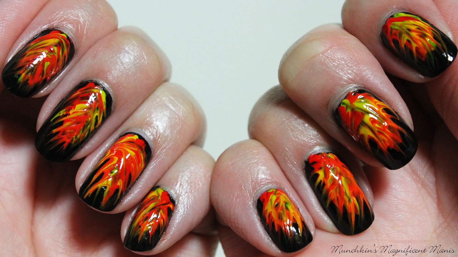 fire red nail design