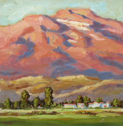 painting plein air sunset tom mountains brown sky trees fine artist march