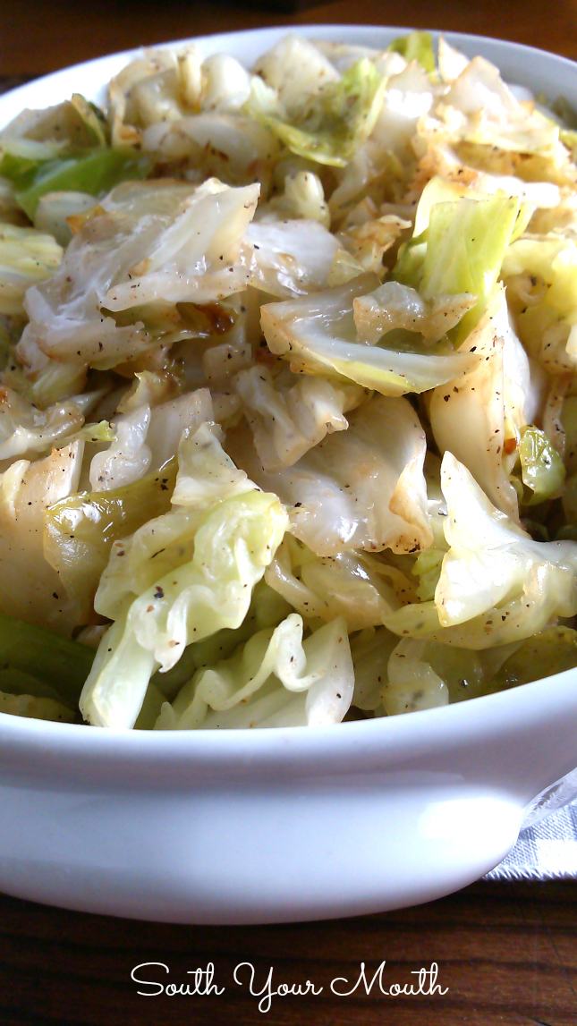 Southern Cooked Cabbage - A simple recipe for cabbage cooked the Southern way by sautéing in bacon grease then slowly cooking until tender - sometimes called Fried Cabbage.