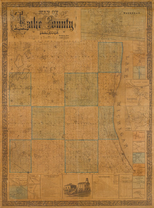 Lake County, Illinois History: 1861 Map of Lake County, Illinois