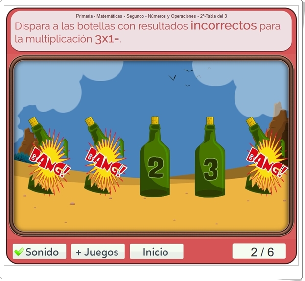 Juegos educativos de Matemáticas online "Juego de las Tablas de