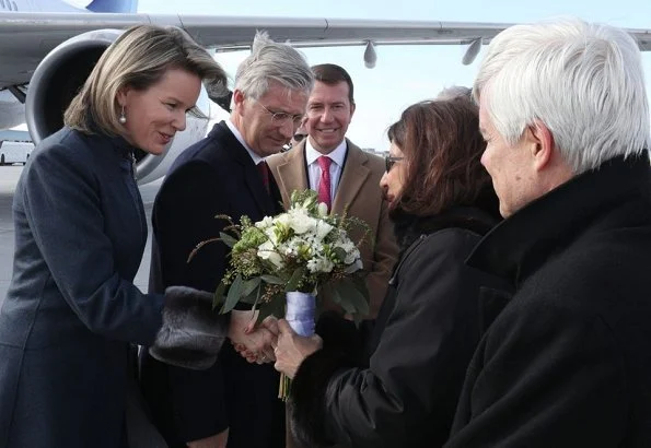 King Philippe and Queen Mathilde of Belgium were welcomed by Ambassador Olivier Nicoloff and Fatemeh Javadi at Ottawa International Airport, Canada