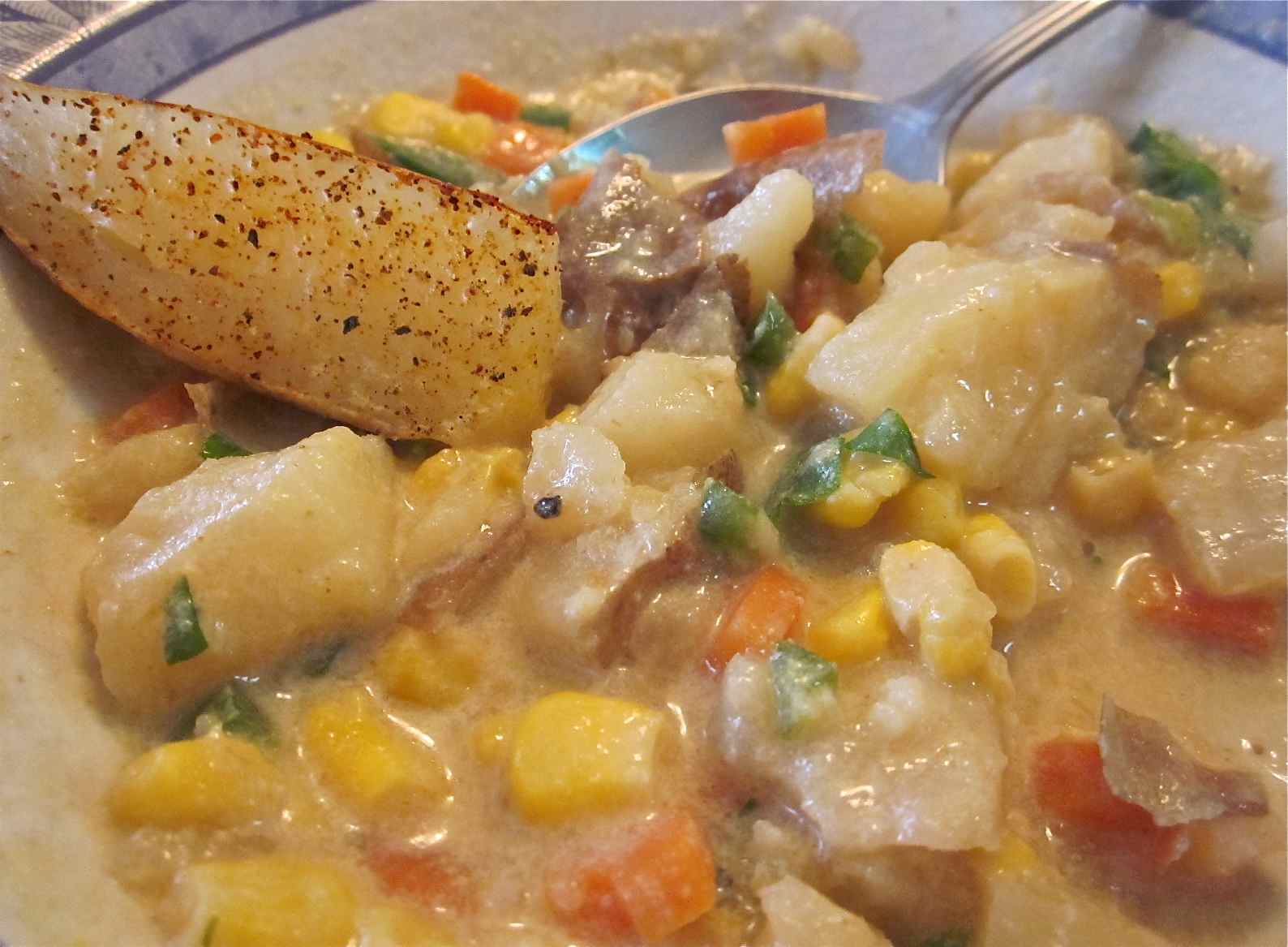 Karen’s Vegan Kitchen Mexican Baked Potato Soup with Potato Wedge Croutons