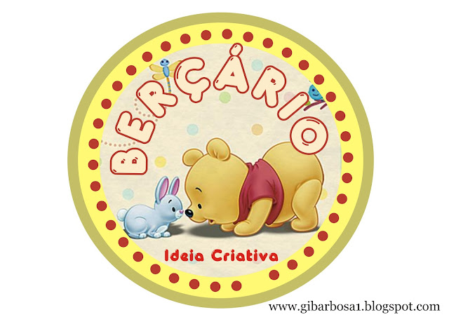 Placa para porta de Berçário Ursinho Pooh Baby
